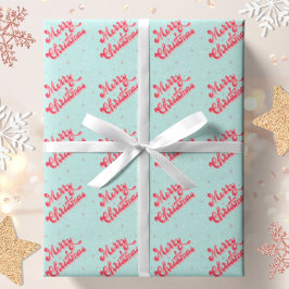 Papel De Presente Feliz Natal Red Aqua Retro Holiday
