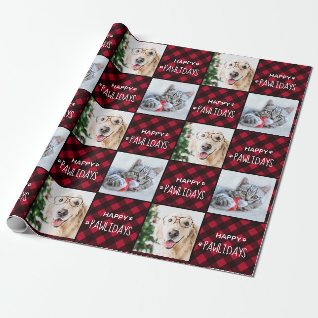 Papel De Presente Feliz Natal Red Buffalo - Xadrez Personalizada 2 F (Desenrolado)