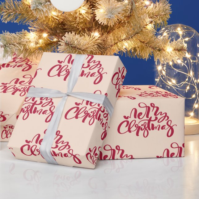Papel De Presente Feliz Natal Red Script Holiday Gift (Feriados)