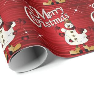 Papel De Presente Feliz Natal Red Snowman
