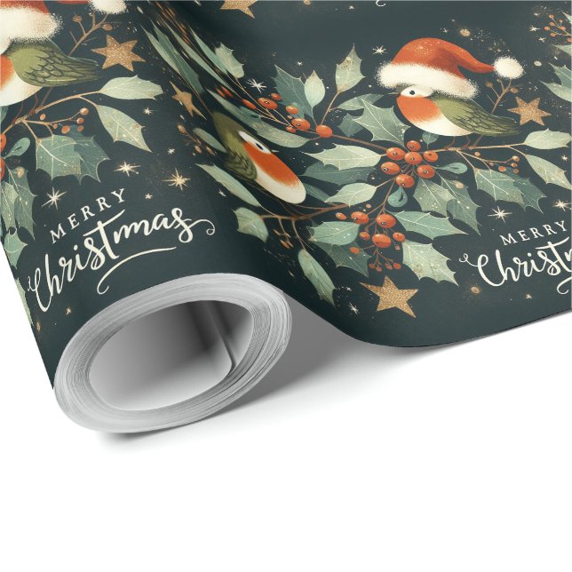 Papel De Presente Feliz Natal Robin Grinalda de Visco (Ponta do rolo)