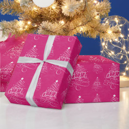 Papel De Presente Feliz Natal Rosa