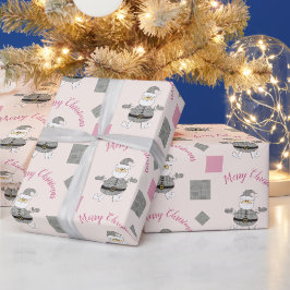 Papel De Presente Feliz Natal Rosa Papai Noel Moderno