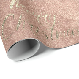 Papel De Presente Feliz Natal Rosa Rosa Rosa Dourada Leve Peach Faux
