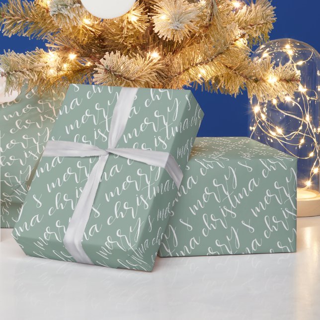 Papel De Presente Feliz Natal - Sage Green (Feriados)