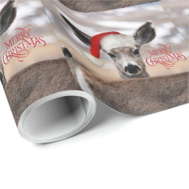 Papel De Presente Feliz Natal Santa Hat Deer