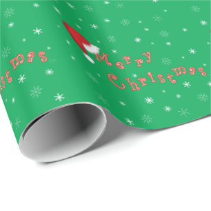Papel De Presente Feliz Natal Santa Hat Green