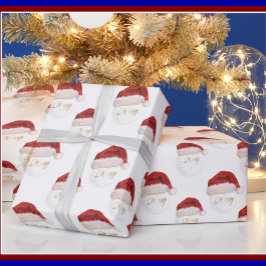 Papel De Presente Feliz Natal Santa Hat Tree Golf Ball