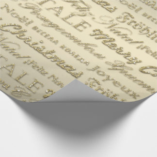 Papel De Presente Feliz Natal Saudações Multiidiomas Dourados