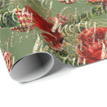 Papel De Presente Feliz Natal Script Bauble Dourado Red Mint<br><div class="desc">Delicar feriados quic florenceK</div>