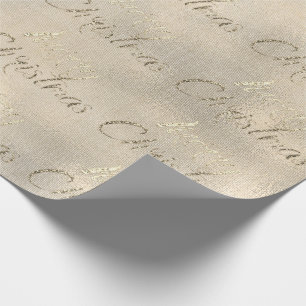 Papel De Presente Feliz Natal Sepia Dourada Burlap Linen Cottage