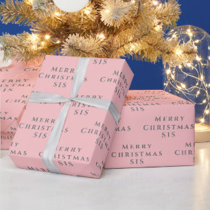 Papel De Presente Feliz Natal Sis Nome Rosa Cinza Simples Moderno