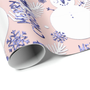 Papel De Presente Feliz Natal Snowman Café Marinho Mug Branco Rosa