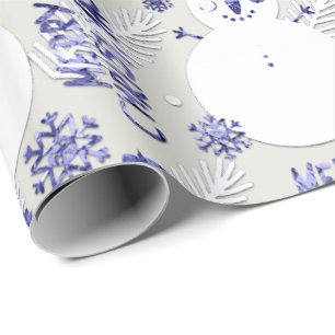 Papel De Presente Feliz Natal Snowman Café Marinho Mug Cinza Branco