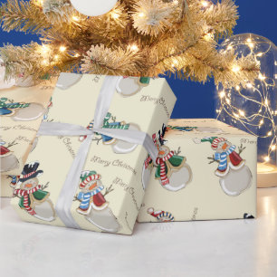 Papel De Presente Feliz Natal Snowmen