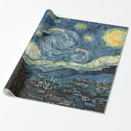 Papel De Presente Feliz Natal Starry Night por Vincent van Gogh.