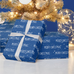 Papel De Presente FELIZ NATAL Texto Com Flocos de Neve