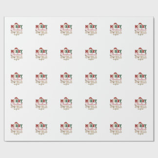 Papel De Presente Feliz Natal Todos Chapéu de Papai Noel Estrelas Re