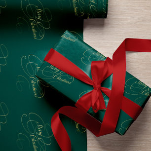 Papel De Presente Feliz Natal, verde e dourado, roteiro elegante