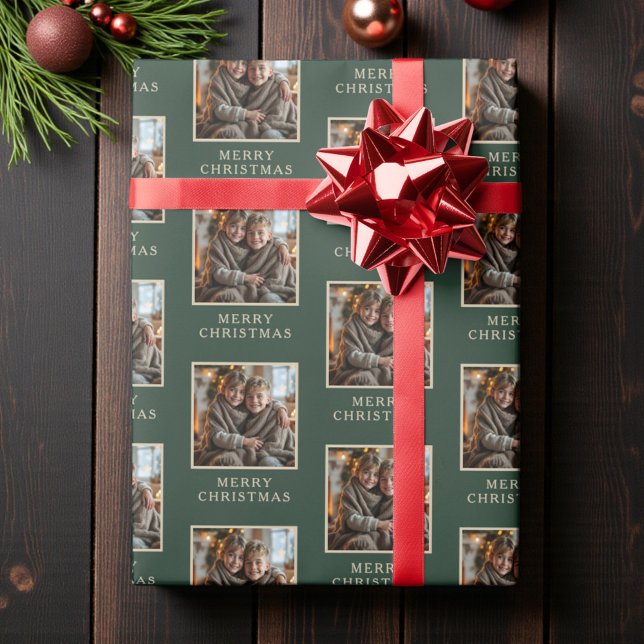 Papel De Presente Feliz Natal Verde Foto Feriado (Criador carregado)