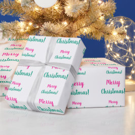 Papel De Presente Feliz Natal Verde Rosa Quente Feliz Natal