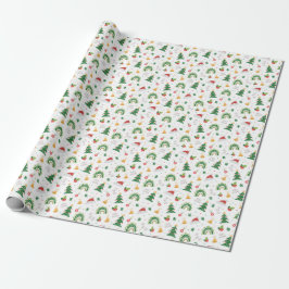 Papel De Presente Feliz Natal Verde Vermelho Branco