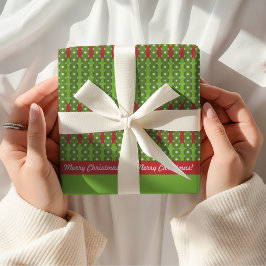 Papel De Presente Feliz Natal | Verde Vermelho Retroativo