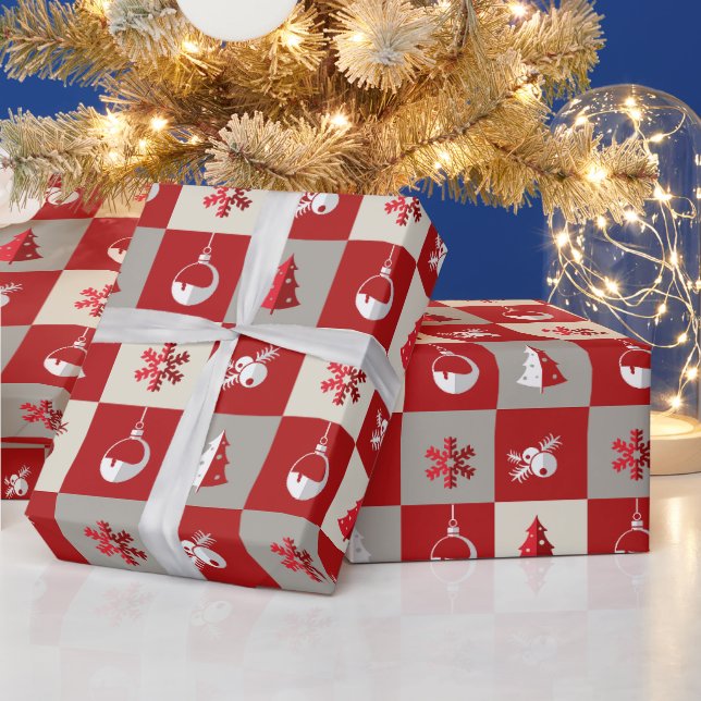 Papel De Presente Feliz Natal vermelho e branco elegante (Feriados)
