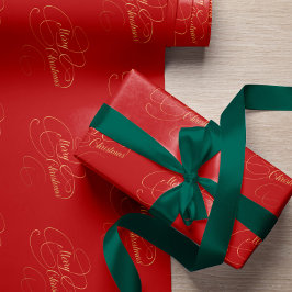 Papel De Presente Feliz Natal, vermelho e elegante.