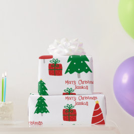 Papel De Presente Feliz Natal Vermelho e Verde