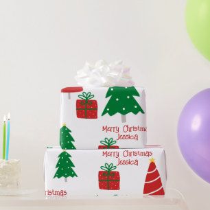 Papel De Presente Feliz Natal Vermelho e Verde