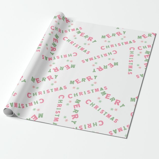 Papel De Presente Feliz Natal vermelho e verde (Desenrolado)