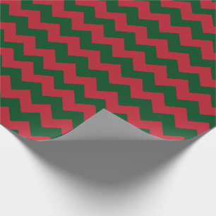 Papel De Presente Feliz Natal Vermelho e Verde Chevron