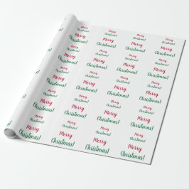 Papel De Presente Feliz Natal, Vermelho e Verde, Script de Tipografi