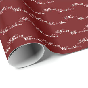 Papel De Presente Feliz Natal vinho branco borgonha marrom script