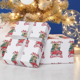 Papel De Presente Feliz Natal Vintage Red Papais noeis Caminhão