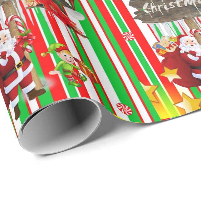 Papel De Presente Feliz Natal Wrapper Paper Elf Snowman (Ponta do rolo)