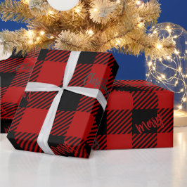 Papel De Presente Feliz Natal Xadrez Negra Negra