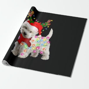 Papel De Presente Feliz Natal Xmas Westie Dog Reindeer Cosplay