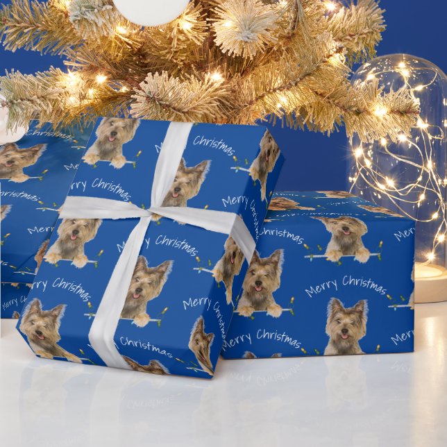 Papel De Presente Feliz Natal Yorkshire Terrier Em Tinsel (Feriados)