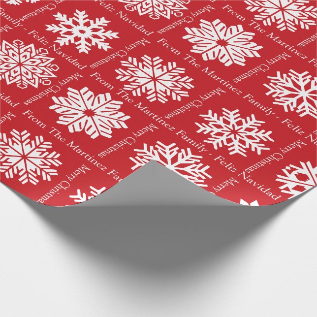 Papel De Presente Feliz Navidad Add Family Recipients Name Christmas (Ponta)