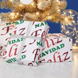 Papel De Presente Feliz Navidad Espanhola Feriado Verde de Natal
