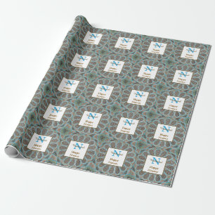 Papel De Presente Feliz Noroz Pérsia Ano Novo Monograma Inicial
