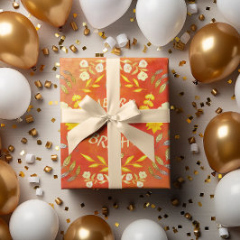 Papel De Presente FELIZ ouro E BRILHO personalizados