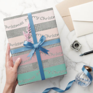 Papel De Presente Feliz Padrão de Natal, Stripes