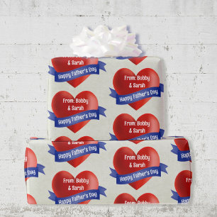 Papel De Presente Feliz Pai Adicione o Nome da Criança Grandes Coraç