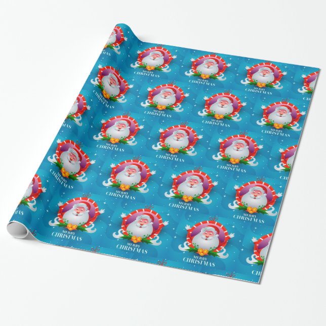 Papel De Presente Feliz Papai noel de Natal (Desenrolado)