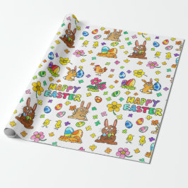 Papel De Presente Feliz Páscoa Fofa