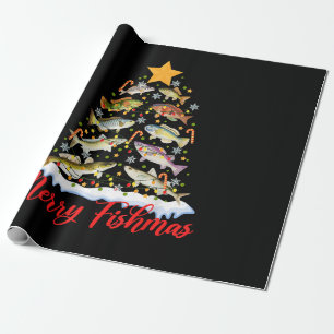 Papel De Presente Feliz Peixes Natal Luzes Divertidas Árvore de Nata