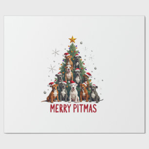 Papel De Presente Feliz Pitmas Pitbull Cão Suéter Feio de Natal Tr